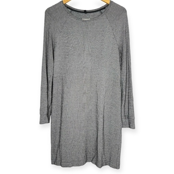Lou & Grey Houndstooth Jersey Knit Dress Women's Small Long Sleeve Pencil Shift - Picture 1 of 8